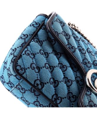 Small GG Marmont Flap Bag Diagonal Quilted GG Canvas with Leather
