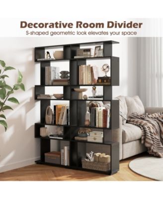 6-Tier Geometric Bookshelf with 2 Anti-Tipping Kits for Home