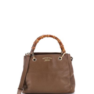 Small Bamboo Shopper Tote Leather