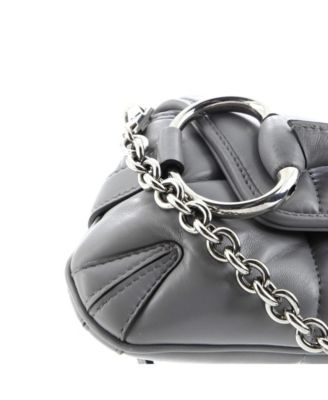 Small Horsebit Chain Shoulder Bag Vertical Quilted Leather