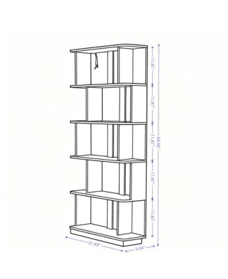 5 Tier Wood Modern Open Storage Feature Bookcase