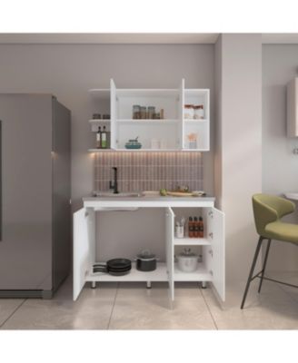 Byron Kitchen Cabinet Set, 6 Doors, 9 Shelves