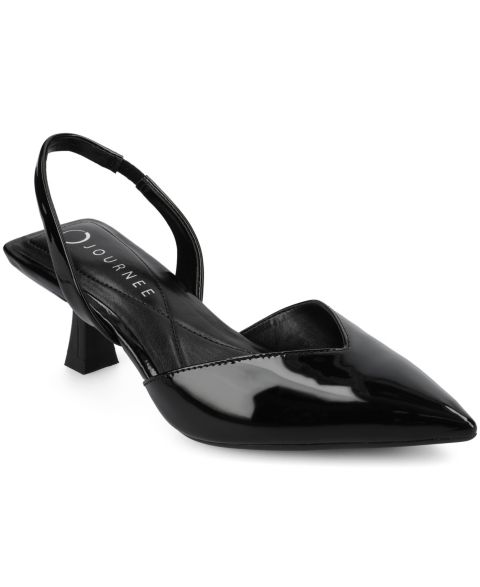 Женские туфли Journee Collection Fallon Low Pointed Toe Pumps, цвет: Чёрный лаковый