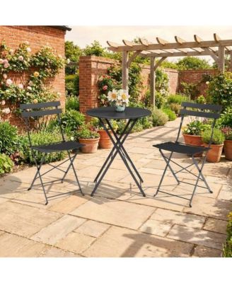 3-Piece Folding Bistro Set, 2 Chairs and 1 Table, Weather-Resistant Outdoor/Indoor Conversation Set