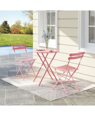 3-Piece Folding Bistro Set, 2 Chairs and 1 Table, Weather-Resistant Outdoor/Indoor Conversation Set