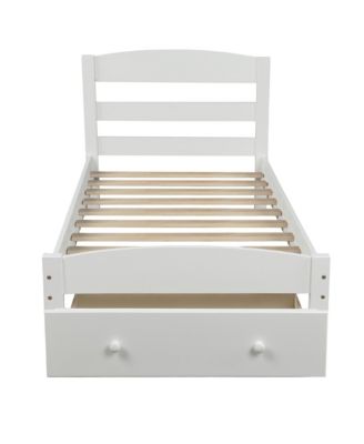 Twin Size Platform Bed Frame With Storage Drawer Wood Slats No Box Spring