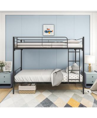 Twin Over Twin Metal Bunk Bed Ladder Storage No Box Spring