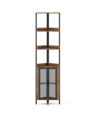  Tier Corner Bookcase with Cabinet Storage Shelf