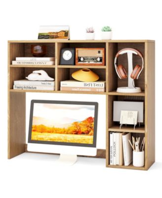 Desktop Bookshelf with 7 Open Cubbies and 3 Adjustable Shelves