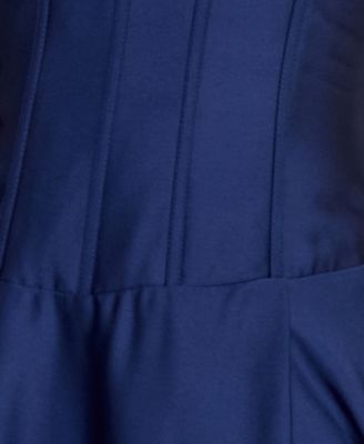 Juniors' Strapless V-Detail Polyester Slit Skirt Gown