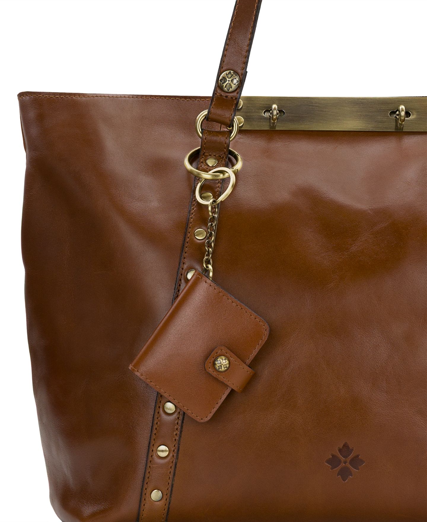 Женский брелок Patricia Nash Vinci Mini Journal Leather Handbag Charm, цвет: Рыжевато-коричневый — фото 2