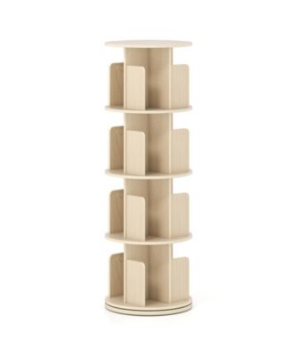 4-Tier Rotating Bookshelf 360degree(s) Display Rack with Dividers and Anti-falling