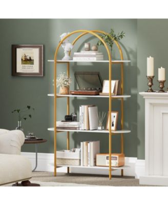 4-Tier Open Bookcase with Sturdy Metal Frame for Living