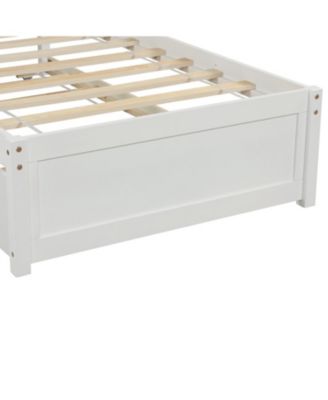 Twin Size Wood Platform Bed With Trundle Pine Wood No Box Spring