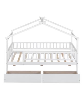 Twin Size Wooden House Bed Two Drawers