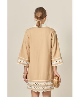 Women's Color Block Shirt Mini Dress