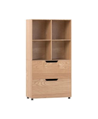 51 Inch Tall 5 Tier Bookcase with 4 Cubes and 2 Storage Drawers