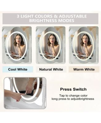 Princess Vanity Desk Set - Wooden Makeup Vanity Table with Mirror, Cushioned Stool and 4 Storage Drawers for Girls Bedroom and Dressing Room