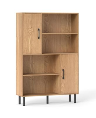 Freestanding 47 Inch Cabinet with 2 Doors and 4 Open Shelves