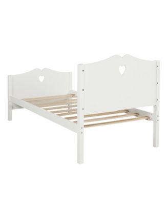 Twin Size Platform Bed Frame with Wood Slat Support Headboard Footboard and Classic Design
