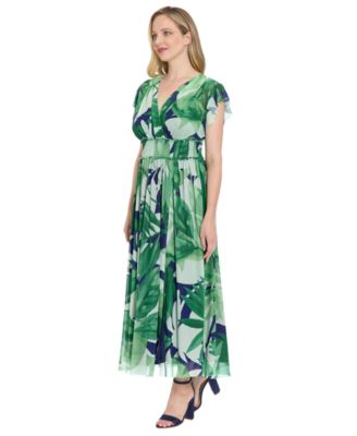 Women's Printed V-Neck Maxi Dress