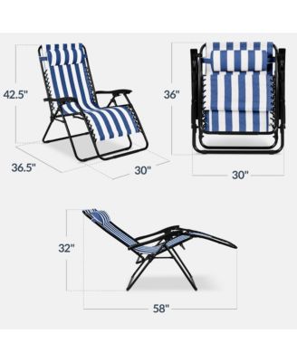 Set of 2 Extra Wide Zero Gravity Lounge Chair Recliners w/ Cup Holder