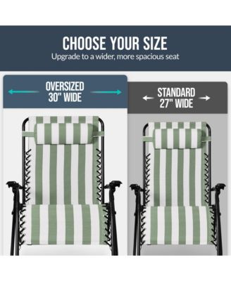 Set of 2 Extra Wide Zero Gravity Lounge Chair Recliners w/ Cup Holder