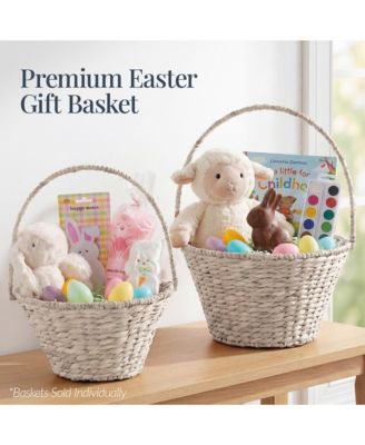 Easter Basket, Large Woven Easter Basket for Kids w/ Collapsible Handle, Tapered Shape
