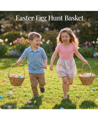 Easter Basket, Small Woven Easter Basket for Kids w/ Collapsible Handle, Tapered Shape