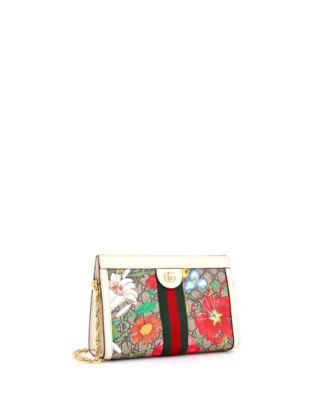 Small Ophidia Chain Shoulder Bag Flora GG Coated Canvas