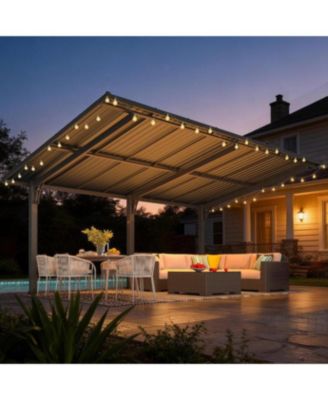 16'x10' Lean to Hardtop Metal Carport Gazebo, 10x16 Outdoor Freestanding Pergola Gazebo