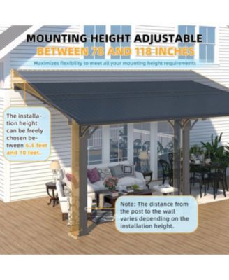 16x10 Outdoor Hardtop Gazebo Adjustable Height (6.5-9.8Ft) Pergola for Patio