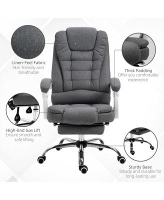 Executive Office Chair with Footrest Linen-Fabric Computer Chair Adjustable