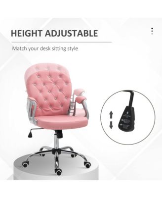 PU Leather Button Tufted Desk Chair with Adjustable Height and Padded Armrests