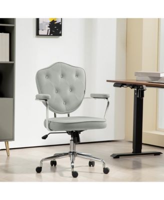 Cute Home Office Chair with Button Tufted Velvet-Feel Fabric