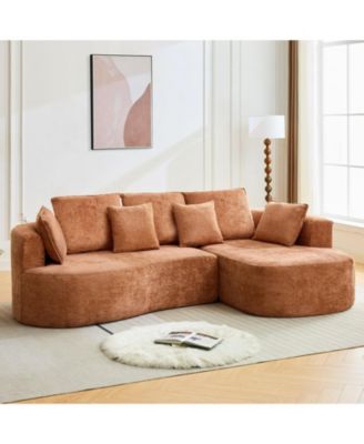 106" Curved Modular Sectional Sofa with Throw Pillows, Luxury Chenille Boneless Cloud Couch