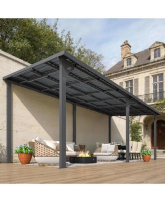 20' x 8' Hardtop Gazebo Outdoor Pergola Lean to Metal Pergolas