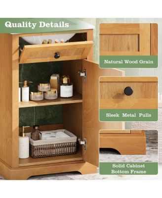 20" Natural Farmhouse Woodgrain Bathroom Vanity With Ceramic Sink, Soft-Close Door And Adjustable Shelf