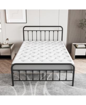 Full Size Victorian Metal Bed Frame Headboard Footboard Storage