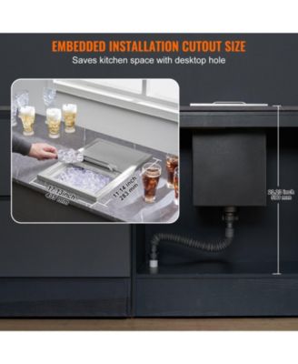 18 x 12 x 14.5 Inch Drop-In Stainless Steel Ice Chest, 40.9 Qt with Sliding Lid