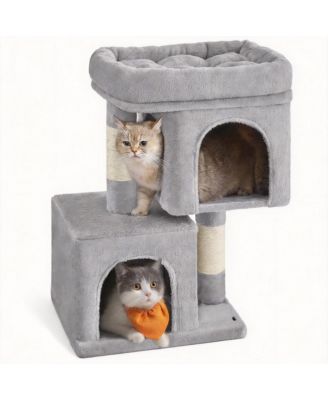 Cat Tree Tower with Large Perch 2 Caves Scratching Posts Sturdy Stable
