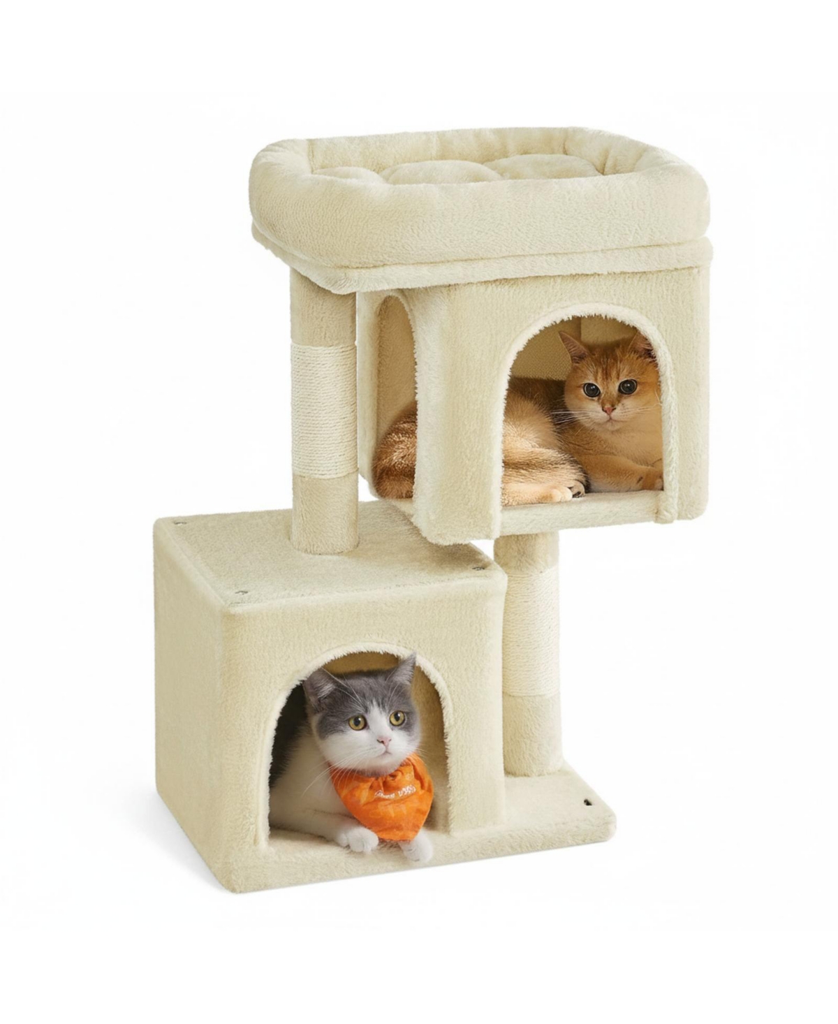 Aronkl Cat Tree Tower With Large Perch 2 Caves Scratching Posts Sturdy Stable