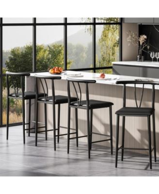 Bar Stools Set of 4 with Backrest and Footrest,Kitchen Barstools with Thick Cushion,25 in Counter Height Bar Stools for Dining Room Kitchen