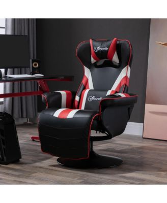 Gaming Chair with Lumbar Support, Footrest, and Cup Holder