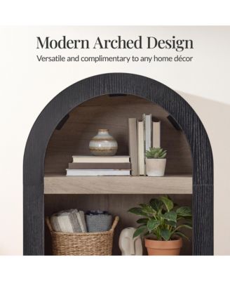 72" Tall Narrow Storage Cabinet w/ Adjustable Shelves, 4-Tier Modern Arched Bookcase