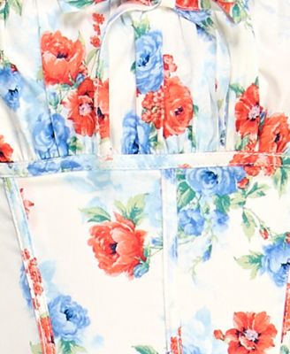 Juniors' Sweetheart Neck Floral Dress