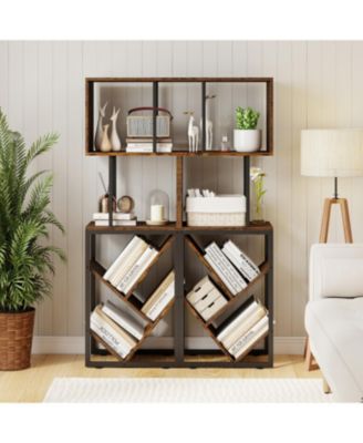 6 Tier Geometric Tree Bookshelf S Shape Open Shelf Bookcase
