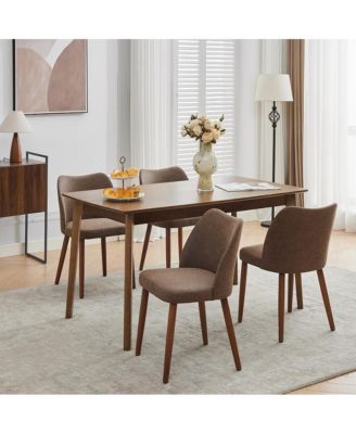 Leather Dining Chairs Set of 4, Upholstered Wingback Chairs with Wood Legs