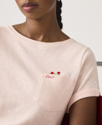 Women's Graphic Julie Pocket Crewneck Cotton T-Shirt