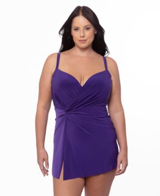 Plus Size Twisted Underwire Swim Cover-Up Dress